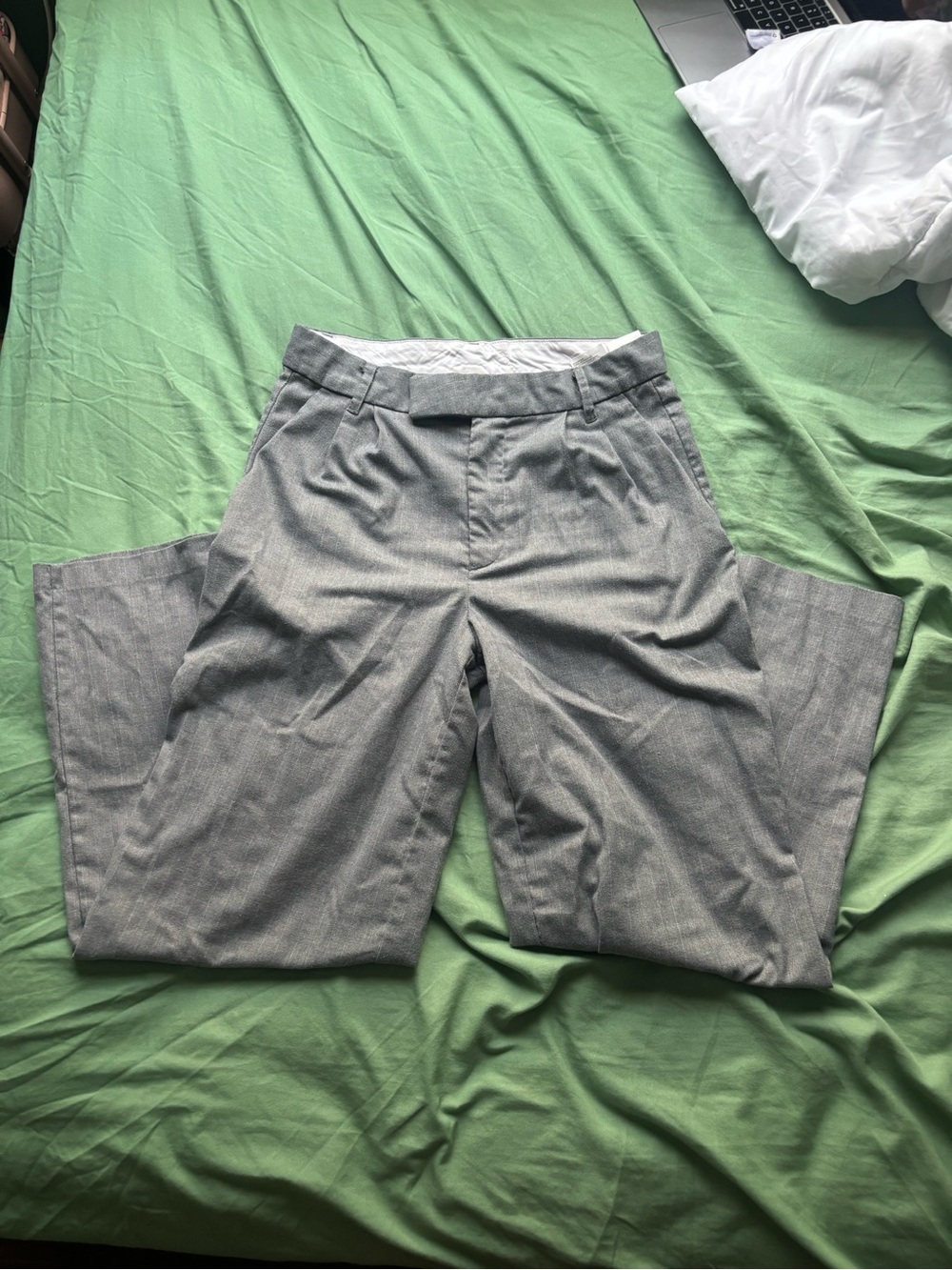 grey pinstripe dress pants